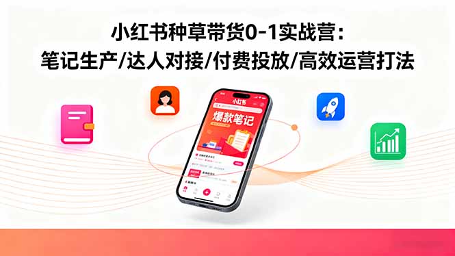 小红书种草带货0-1实战营：笔记生产/达人对接/付费投放/高效运营打法-资源大汇总