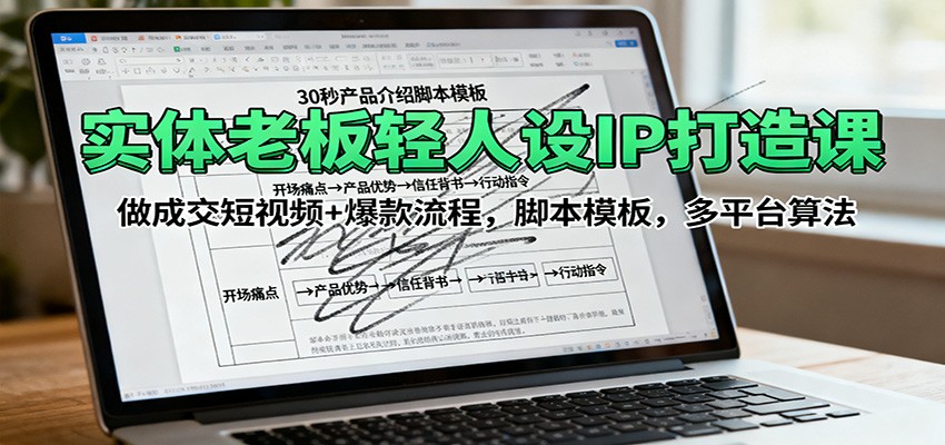 实体老板轻人设IP打造课：做成交短视频+爆款流程，脚本模板，多平台算法-资源大汇总