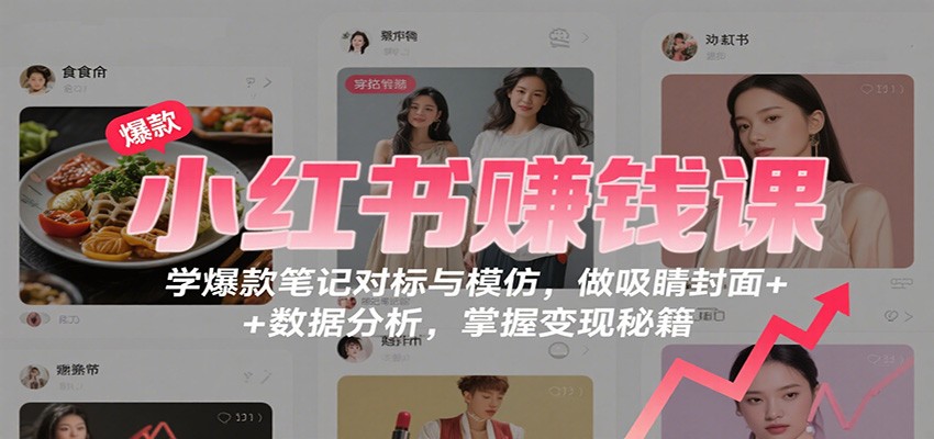 小红书赚钱课：学爆款笔记对标与模仿，做吸睛封面 + 数据分析，掌握变现秘籍-资源大汇总