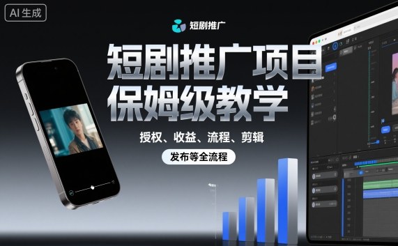 短剧推广项目保姆级教学，授权、收益、流程、剪辑，发布等全流程-资源大汇总