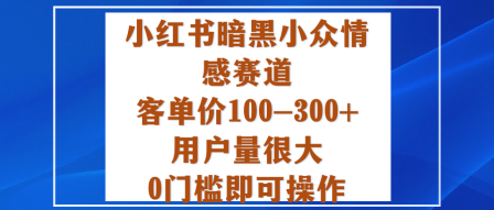 小红书暗黑小众情感赛道，客单价100-300+用户量很大，0门槛即可操作-资源大汇总