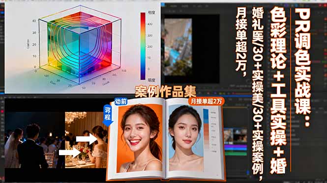 PR调色实战课：色彩理论+工具实操+婚礼医美/30+实操案例，月接单超2万-资源大汇总