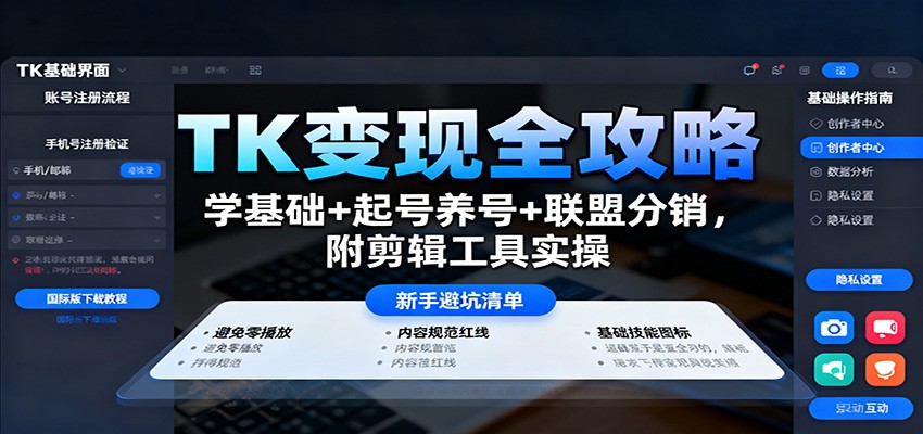 TK变现全攻略：学基础+起号养号+联盟分销，附剪辑工具实操-资源大汇总