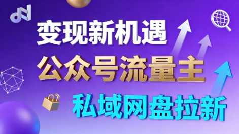 公众号流量主+私域网盘拉新，多方式变现，简单易上手，当天就有收益-资源大汇总