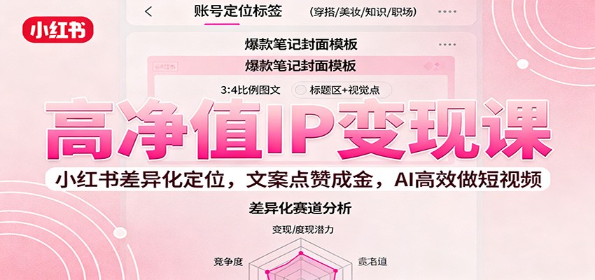 高净值IP变现课：小红书差异化定位，文案点赞成金， AI高效做短视频-资源大汇总