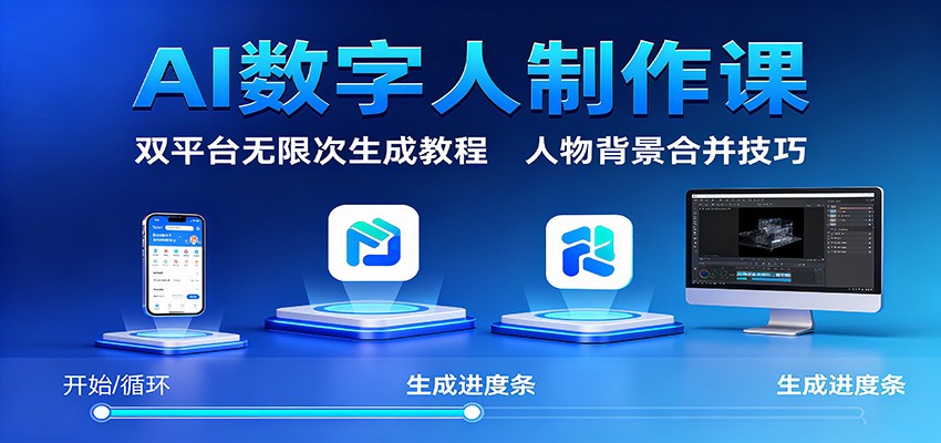 5589825fbe0df48b6d6fc35de004499b.jpeg AI数字人制作课:双平台无限次生成教程,人物背景合并技巧