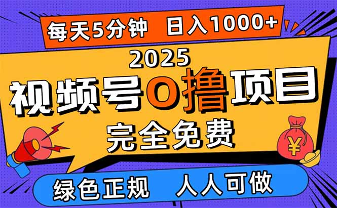 2025视频号0撸项目，5分钟一个号，日入1000+，人人可做-资源大汇总