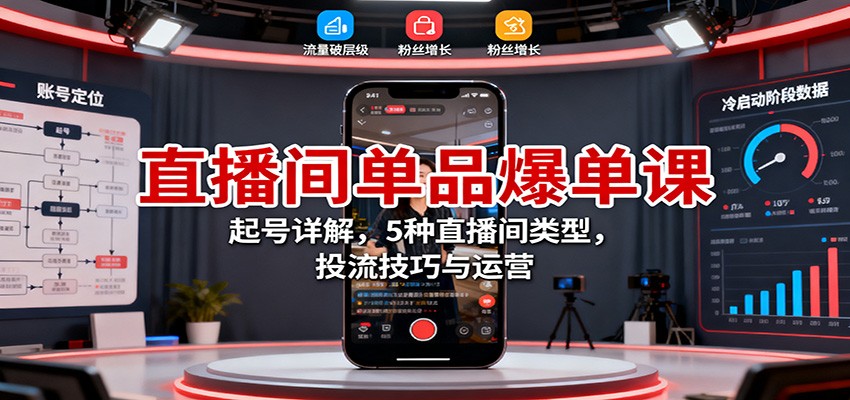32817b263191a58d05d4b2415e2ce022.jpeg 直播间单品爆单课:起号详解,5种直播间类型,投流技巧与运营