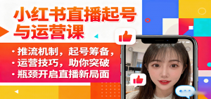 小红书直播起号与运营课:推流机制,起号筹备,运营技巧,助你突破瓶颈开启直播新局面-资源大汇总
