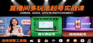 直播间多玩法起号实战课:含绿幕搭建、选品排品,自然流/微付费起号及违规调整技巧-资源大汇总