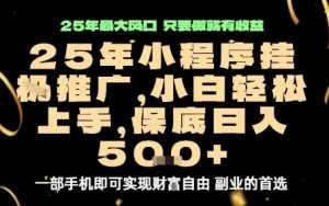 微信小程序挂G推广,解放双手,保底日入5张【揭秘】-资源大汇总