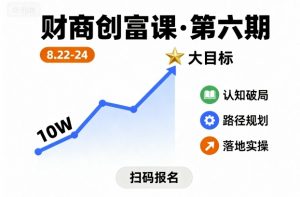 财商创富课第六期8月22-24号,如何从10W起步,一步步实现大目标-资源大汇总