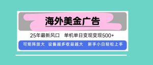 最新海外广告美金，全自动挂机，单机单日500+，可矩阵放大，新手小白轻…-资源大汇总