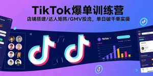 TikTok爆单训练营，店铺搭建/达人矩阵/GMV投流，单日破千单实操-资源大汇总