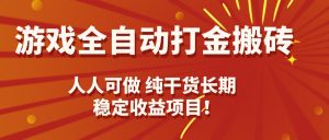 游戏全自动打金搬砖,日入千元,人人可做,纯干货,长期稳定收益项目!-资源大汇总