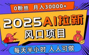 2025AI拉新风口项目,0粉0基础月入30000+新手小白轻松学会-资源大汇总