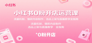 小红书0粉开店运营课：流量机制、爆款内容制作、选品上架与直播教学全指南-资源大汇总