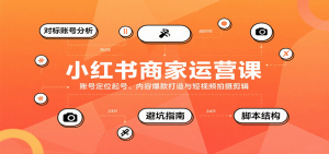 小红书商家运营课，账号定位起号、内容爆款打造与短视频拍摄剪辑-资源大汇总