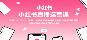 小红书直播运营课:开播、笔记创作、选品、店铺实操及 AI 赋能等多板块实用技能讲解-资源大汇总