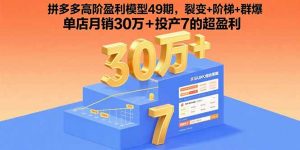 拼多多高阶盈利模型49期，裂变+阶梯+群爆  单店月销30万+投产7的超盈利-资源大汇总