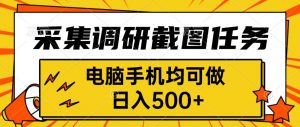 采集，调研，截图任务，电脑手机均可做，日入500+-资源大汇总