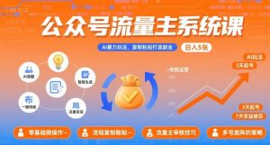 公众号流量主系统课，AI暴力玩法，复制粘贴打造副业，日入5张 +【附工具指令】-资源大汇总