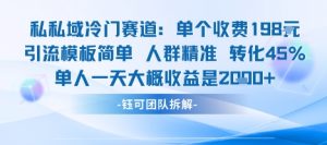 私域冷门赛道单个收费198米引流模板简单人群精准 45%的转化率单人一天大概收益多张-资源大汇总
