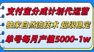 支付宝分成计划代运营，独家自然流技术，收益稳定，单号月产5000＋-资源大汇总
