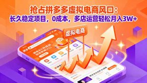 抢占拼多多虚拟电商风口:长久稳定项目,0成本,多店运营轻松月入3W+-资源大汇总
