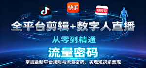 全平台剪辑+数字人直播,从零到精通,掌握最新平台规则与流量密码,实现短视频变现-资源大汇总