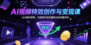 AI视频特效创作与变现课:从AI素材获取、创意制作到流量转化的完整闭环-资源大汇总