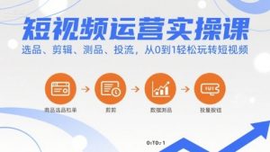 短视频运营实操课，选品、剪辑、测品、投流，从0到1轻松玩转短视频-资源大汇总