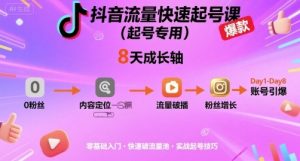 抖音流量快速起号课(起号专用),8天带你做爆自己的账号-资源大汇总