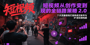 短视频从创作到变现的全链路策略2.0,7大流量密码构建IP信任感打造高成交账号-资源大汇总