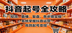 抖音起号全攻略,投流、直播、复盘,各步骤实操,系统掌握抖音运营,高效起号变现-资源大汇总