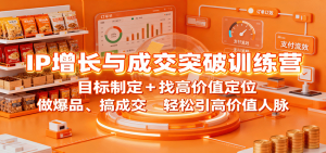 IP增长与成交突破训练营:目标制定+找高价值定位,做爆品、搞成交,轻松引高价值人脉-资源大汇总