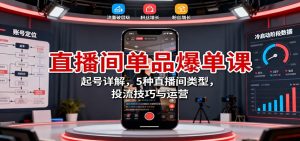 直播间单品爆单课:起号详解,5种直播间类型,投流技巧与运营-资源大汇总